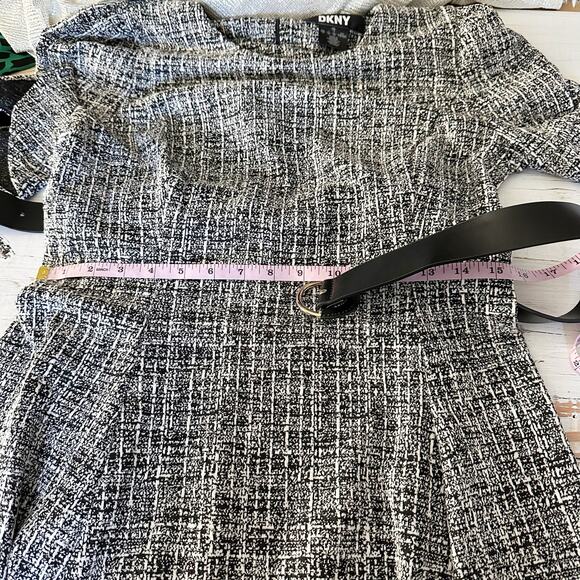 DKNY Women's Textured-Knit Belted Fit & Flare Dress Size US 10 - Picture 9 of 10